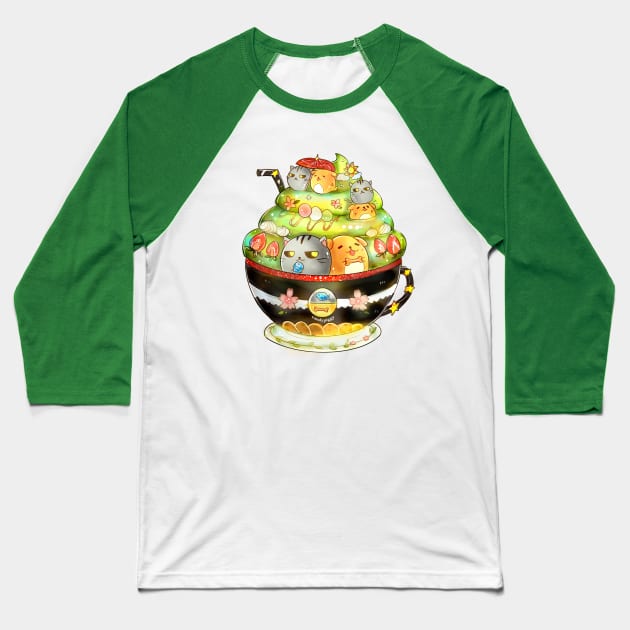 Cat & Dog Green Tea Latte Baseball T-Shirt by candypiggy